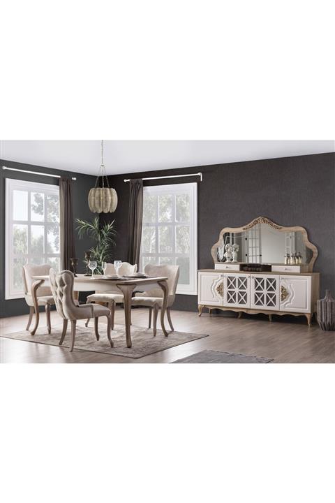 Weltew Home Balat Krem Yemek Odası Takımı