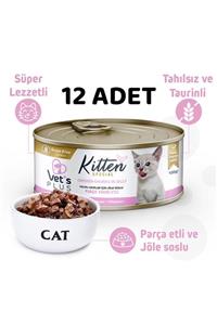 Vet's Plus Jöle Soslu Parça Tavuk Etli Tahılsız Anne Ve Yavru Kedi Konservesi 100gr - 12 Adet