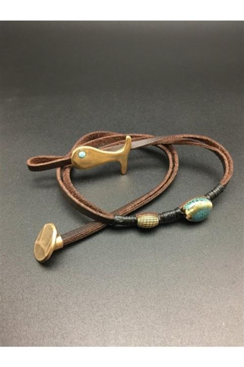 Elephant otantik Balıklı Deri Bileklik