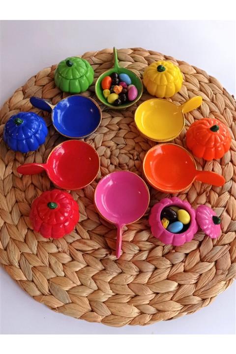 PiksiHome El Yapımı Kabak Ve Tava Tasarımlı Lokumluk/drajelik Seti - 12 Adet