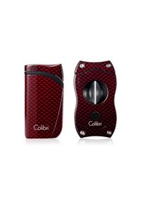 Colibri Falcon Puro Çakmak + V Kesici Seti Karbon Kırmızı