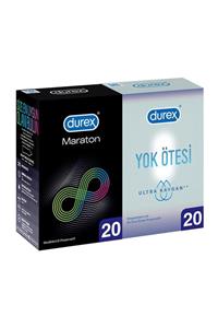 Durex Maraton Geciktiricili 20'li + Yok Ötesi Ultra Kaygan 20'li Prezervatif Avantaj Paketi