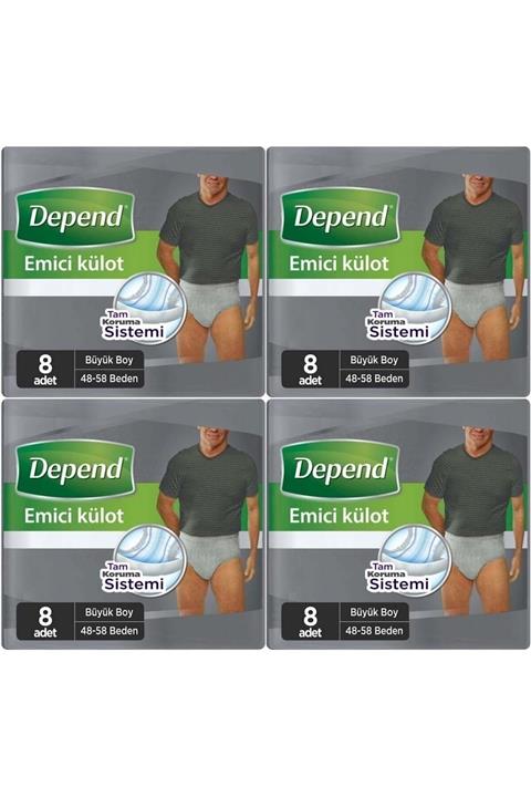 Depend Emici Külot Hasta Bezi Büyük Erkek 32 Adet (4pk*8)