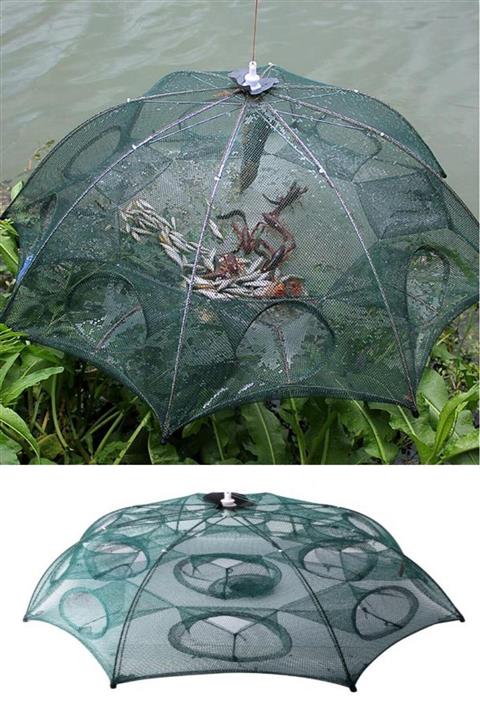 Buffer Şemsiye Balık Ağı Yakalama Tutma Filesi 16 Cepli Büyük Boy Taşınabilir Serpme Balık Tuzağı