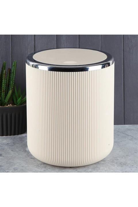 ANADOLU AVM Beyaz Silver Çöp Kovası Akrilik Tezgah Üstü Çöp Kovası 6,5lt