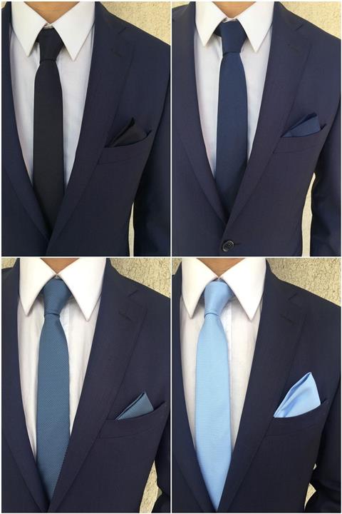 Kravatistan Lacivert Koyu Mavi Açık Mavi Bebe Mavi Kravat Mendil Seti