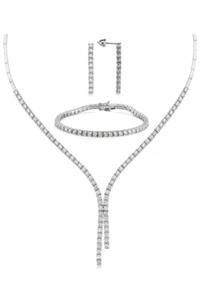 Valori Jewels Diamond Montür, 15.6 Karat Swarovski Zirkon Taşlı, Çift Bitiş Gümüş Su Yolu Set