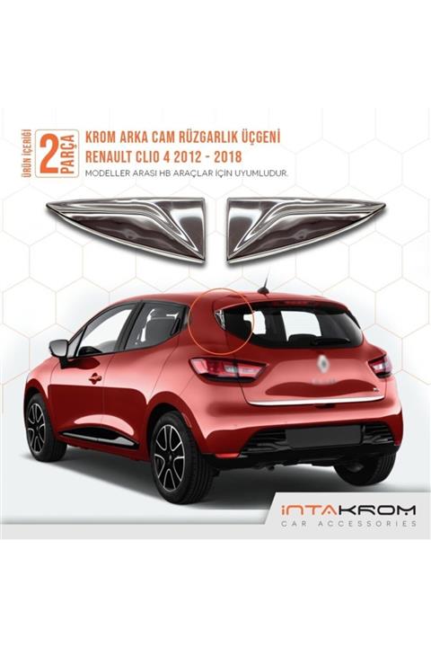 İntachrom Renault Clio 4 Krom Cam Rüzgarlık Üçgeni 2 Parça - 2012-2018