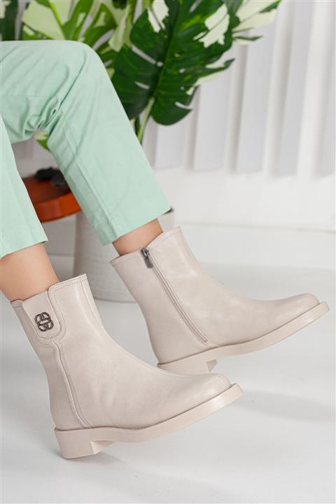 D&D Ayakkabı Kadın Bej Bot Günlük Alçak Topuklu