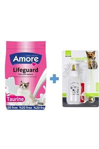 AMORE Lifeguard Yavru Kedi Süt Tozu 240gr + Biberon Temizlik Seti 100ml