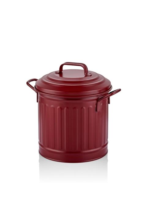 The Mia Galvaniz Tezgah Üstü 4 Lt Çöp Kovası Bordo Krn0006