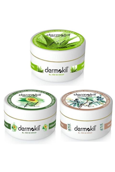 Dermokil El Ve Yüz Kremi Aloevera-avokado-zeytinyağı 300ml 3lü Set