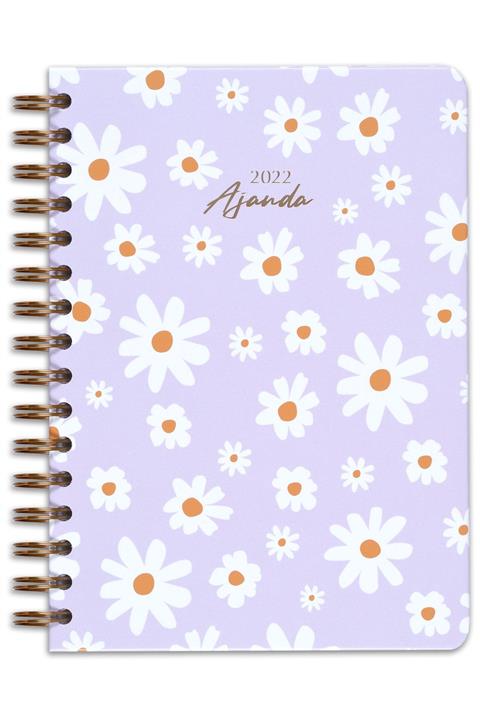 Matt Notebook 2022 Yılı A5 Ajanda 12 Aylık Papatya Lila