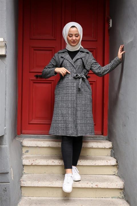 eymina Kazayağı Kuşak Detaylı Tesettür Kap