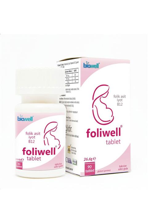 Biowell Foliwell 90 Tablet - Folik Asit Iyot Vitamin B12