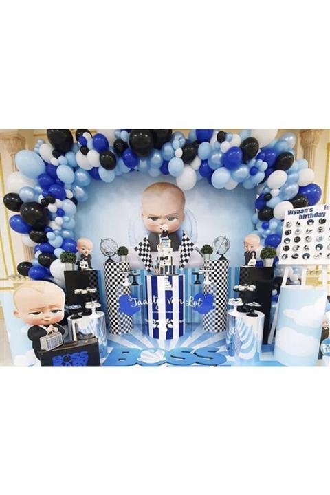 MAVİ PARTY Özel Konsept Patron Bebek Balon Zinciri 60 Adet