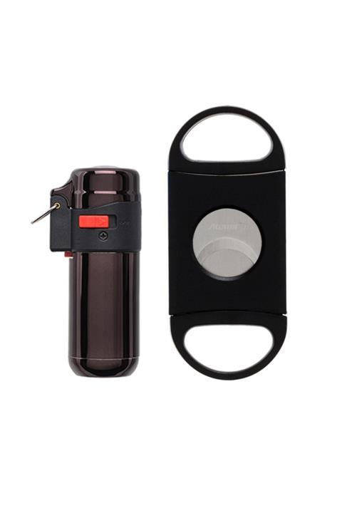 Atomic Color Puro Çakmak Ve Puro Kesici Seti Siyah