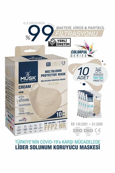 Musk N95 Maske Krem Renk 10 Adet