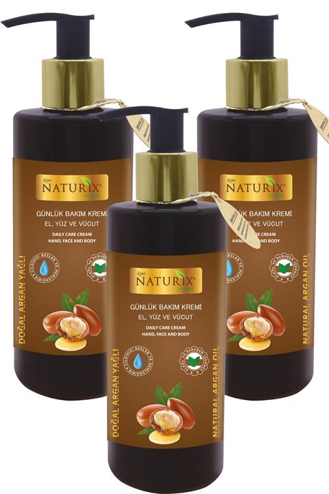 Naturix Argan Yağlı Cilt Kremi El Yüz Vücut Nemlendirici 3'lü Bariyer Krem Oğun Nem Serisi 250 ml