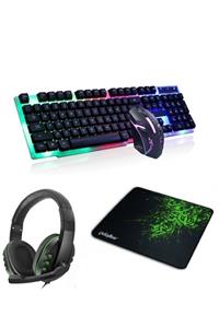 DÜVENCİ TİCARET 4in1 Rgb Klavye Mause Razer Pad Kulaklık Esport Oyuncu Gaming Combo Set