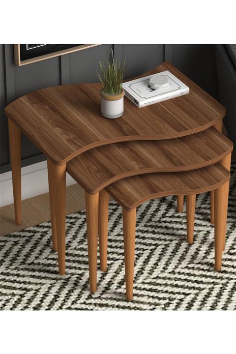 Monte Sehpa Gofrato 3'lü Zigonsehpa Ceviz