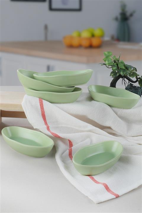 Keramika Mat Nil Yeşili Deniz Çerezlik / Sosluk 14 cm 6 Adet