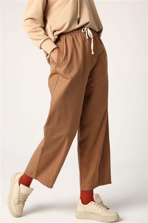 ALLDAY Toprak Pamuklu Geniş Paça Beli Lastikli Pantolon