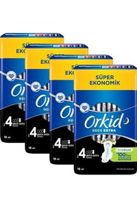 Orkid Ultra Gece Ekstra 18'li x 4 Adet  72 Adet Ped