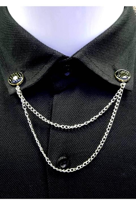 byYavuz Siyahlı Gömlek Yaka Iğnesi