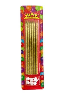 Partifabrik Gold Simli Ince Pasta Mumu 14 Cm 6 Lı