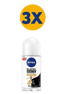 Nivea Nıvea Black & Whıte Invısıble Güçlü Etki Kadın Roll On Deodorant 50 Ml X3