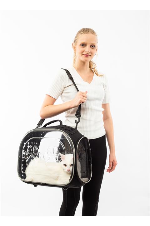 Pet Club Şeffaf Siyah Kedi-köpek Taşıma Çantası