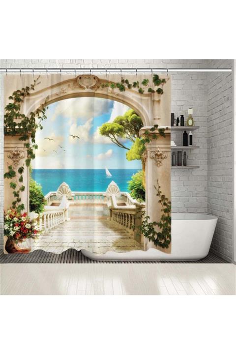 Henge Home Baskılı Duş Perde Fantastik Okyanus Manzaralı