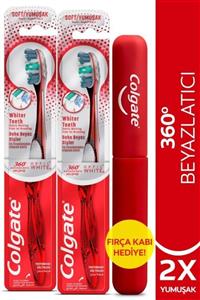 Colgate 360 Gelişmiş Optik Beyaz Yumuşak Beyazlatıcı Diş Fırçası X 2 Adet + Diş Fırçası Kabı Hediye