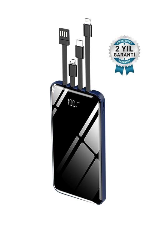 İntouch 10.000 Mah Prime Dijital Göstergeli Dahili Çoklu Kablolu Powerbank,mavi