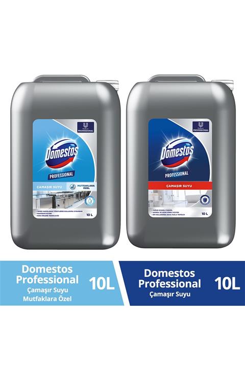 Domestos Professional Çamaşır Suyu Mutfaklara Özel 10 lt + Professional Çamaşır Suyu 10 lt