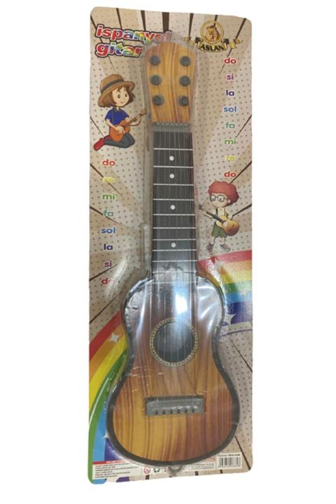aslan oyuncak Çocuk Gitar 50 Cm Renkli Desenler Kahverengi
