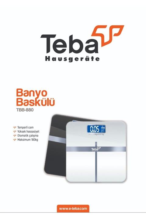 Teba Tbb-880 Cam Dijital Banyo Baskülü Tartı Led Ekranlı