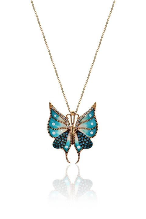 Hicret Gümüş Kelebek Model Gümüş Kadın Kolye