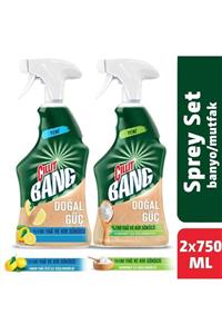 Cillit Bang Doğal Güç Limonlu %100 Banyo + Karbonatlı %100 Mutfak Temizleyici Sprey 2x750 ml