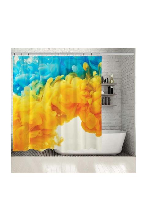 Henge Home Baskılı Duş Perde Su Renkli Damla Desenli