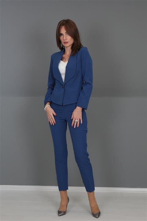 ÖNDER ÖZSOY Mini Ceket & Boru Paça Pantolon Takım-indigo