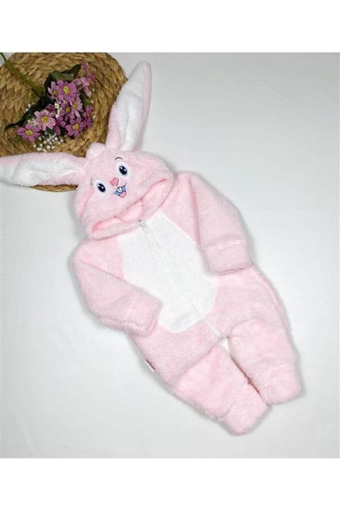 HAVUÇ BEBEK Kız Bebek Pembe Peluşlu Welsoft Tavşan Tulum