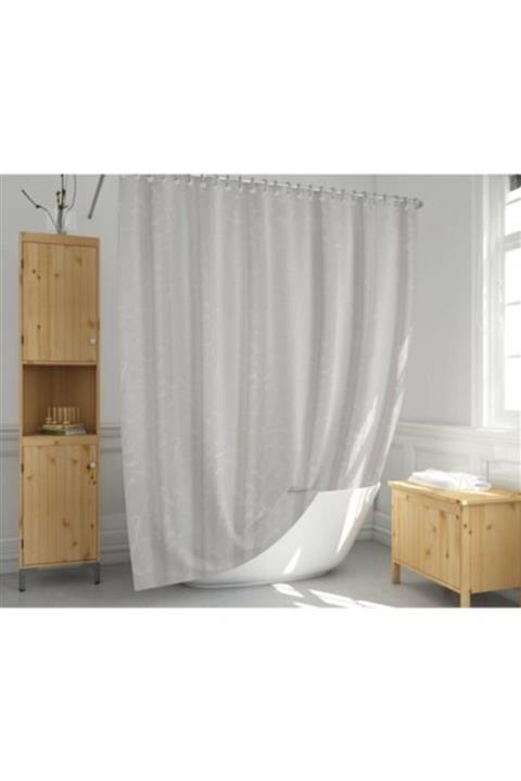 Evdy Duş Perdesi Çamaşır Makinesi Örtüsü Takım Beyaz 5026 Model Çift Kanat 2x100x200cm