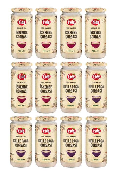 FİDE 6 Adet Işkembe Ve 6 Adet Kelle Paça Çorbası 480 ml 12 Adet