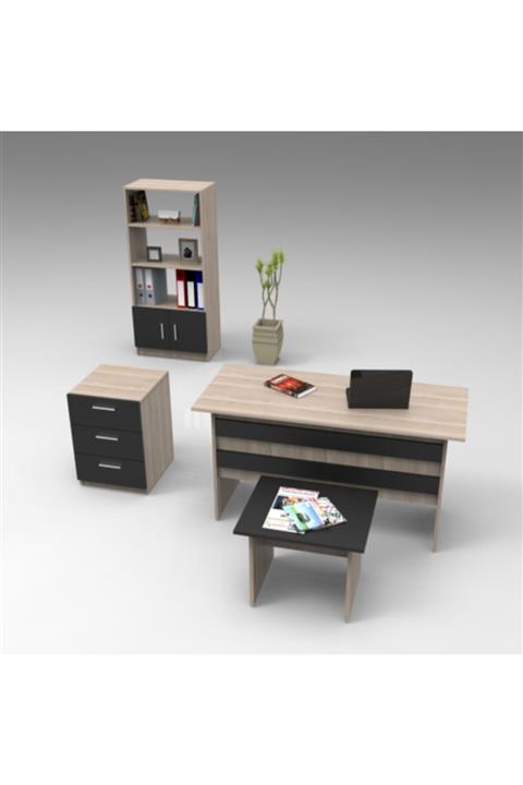 Robin Home Ofis Büro Masa Takımı Ofis Masası + Keson + Ofis Sehpası + Kitaplık
