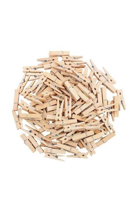 Parti dolabı 100 Adet Ahşap Küçük 2,5cm Mandal, Ataç Fotoğraf Askısı Mandalı