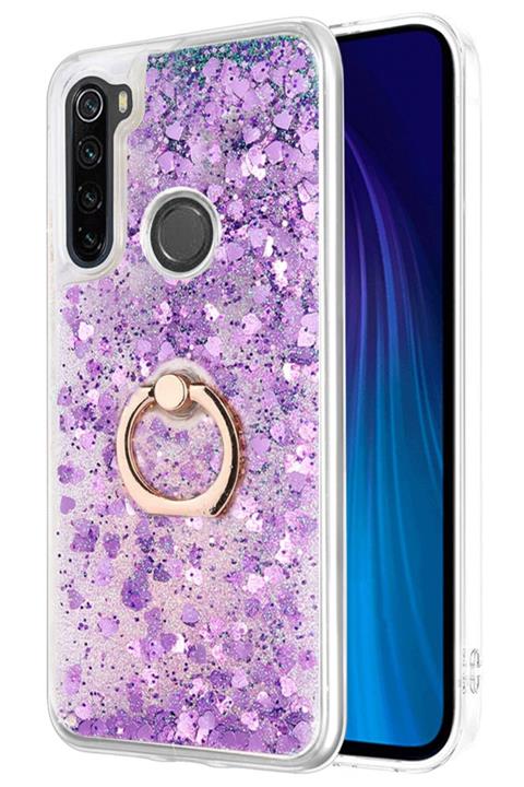 Xiaomi Redmi Note 8 Kılıf Yüzüklü Standlı Korumalı Şeffaf Simli Pullu