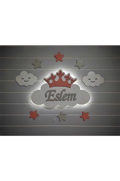 Çizgi Ahşap Hobi Isimli Dekoratif Ahşap Bulut Gece Lambası Ledli Aydınlatma