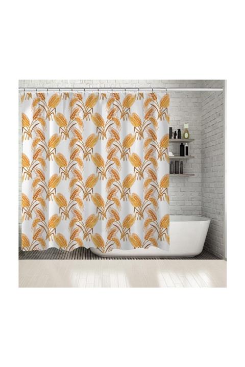 Henge Home Baskılı Duş Perde Sarı Turuncu Buğday Sonbahar Baskılı